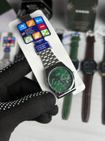 CASIOO M300D- 4 AV SILVER CHAIN BELT GREEN DIAL