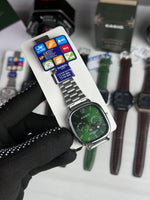 CASIOO Classic Vintage Sun Moon Silver Chain Green Dial