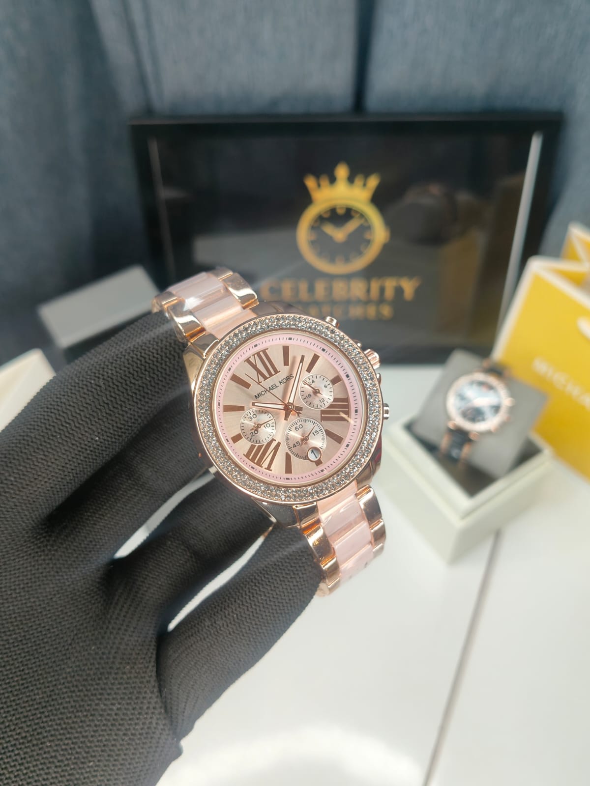 Michaell Korss Stainless Steel Analog Rose Gold Dial Women Watch-Mk3203 -a, Rose gold Belt