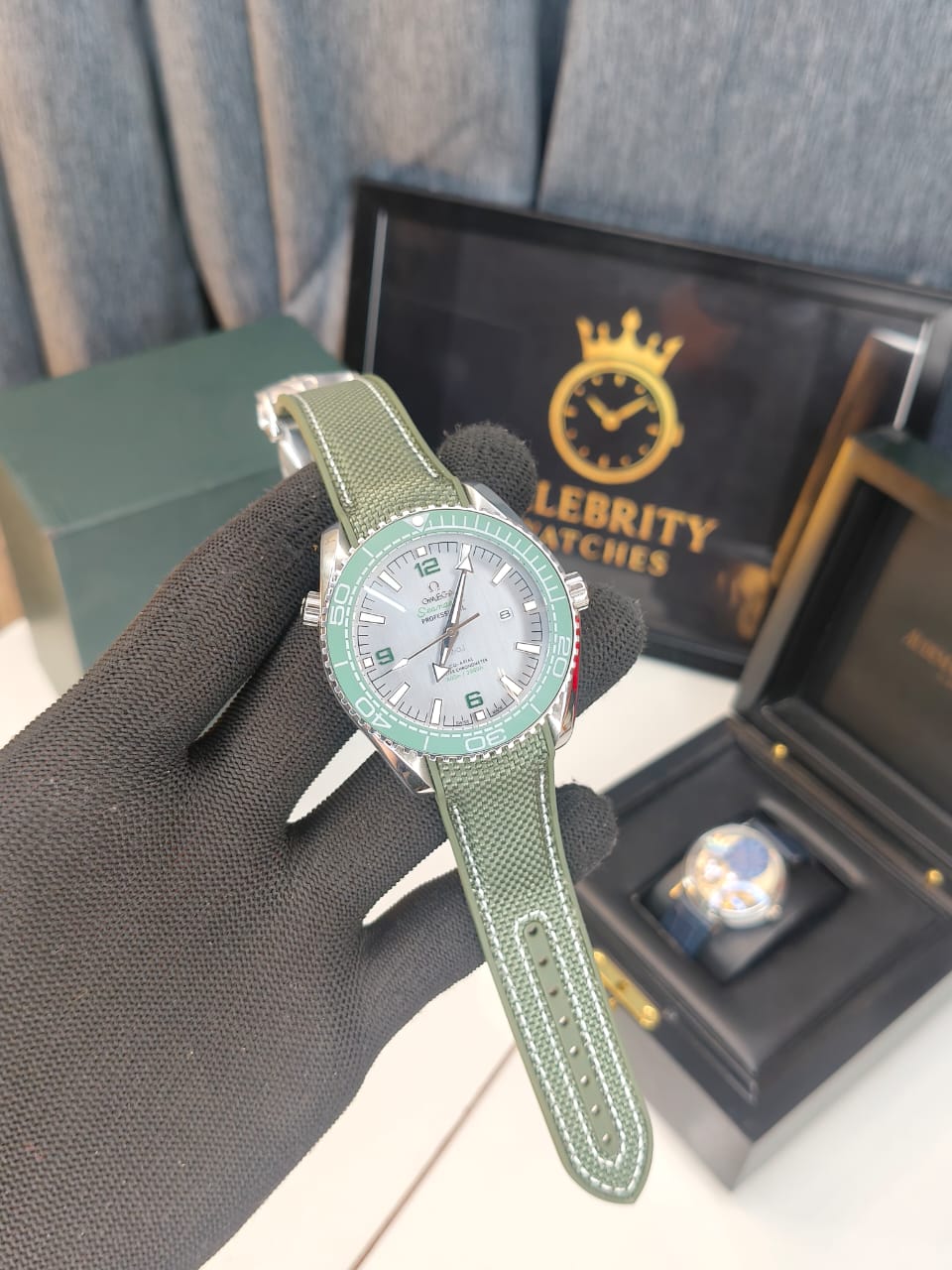 Omegaa SeamasterrPlanet Ocean 600M Premium Green flexible Belt