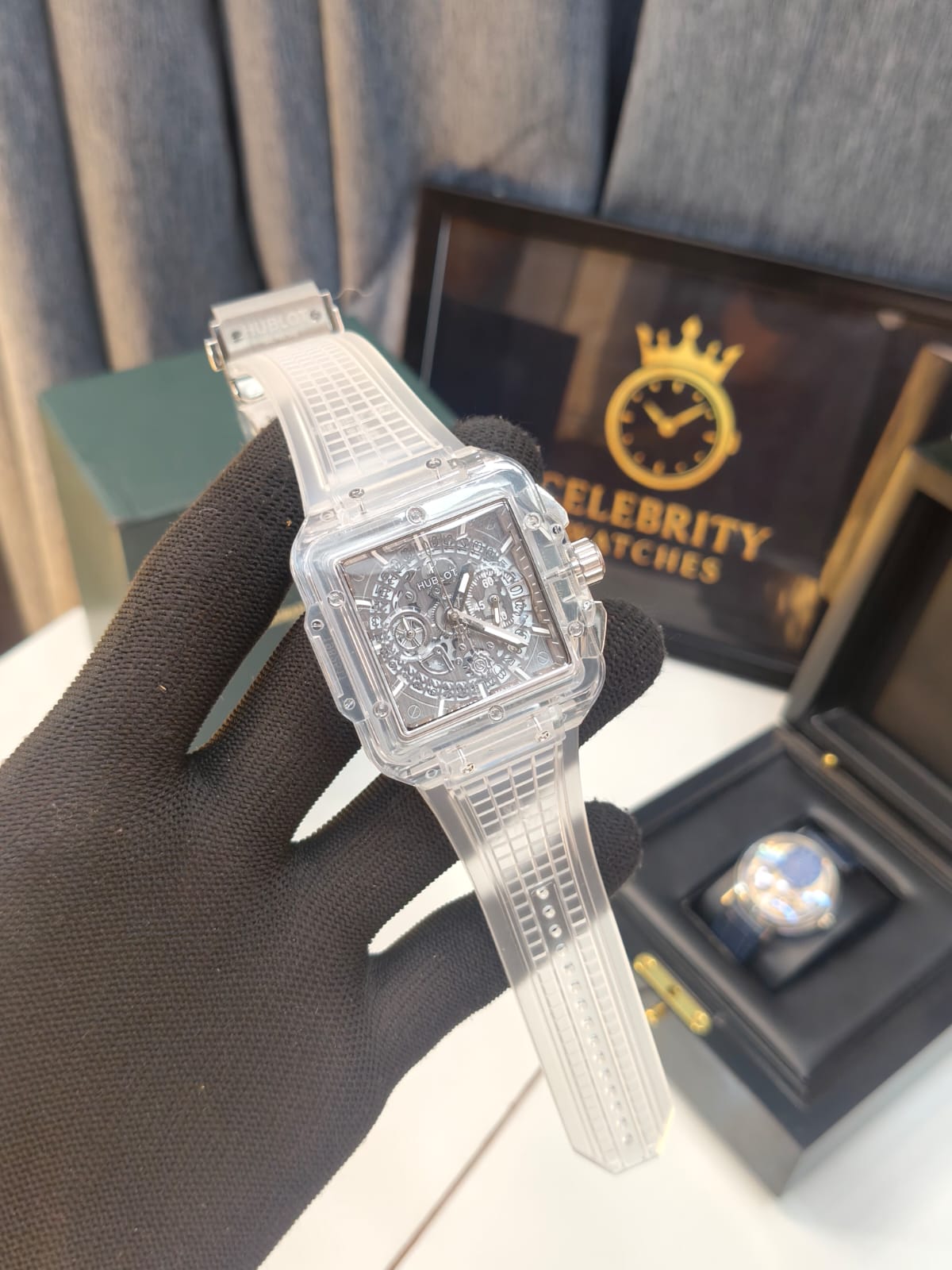 Hublott Square Bang Unico Sapphire Premium Silicone belt High End Quality