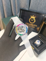 Hublott Big Band Crystal Rainbow Diamond Silicone Belt High End Quality