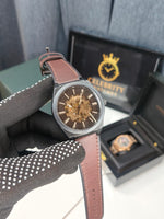 Fossill Everettt Automatic Brown LiteHide-a Leather Watch