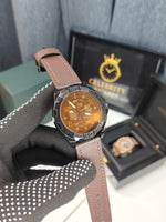 Fossil Bronsonn Analogue Watch For Men Me-3219-a Dark brown belt Black Dial