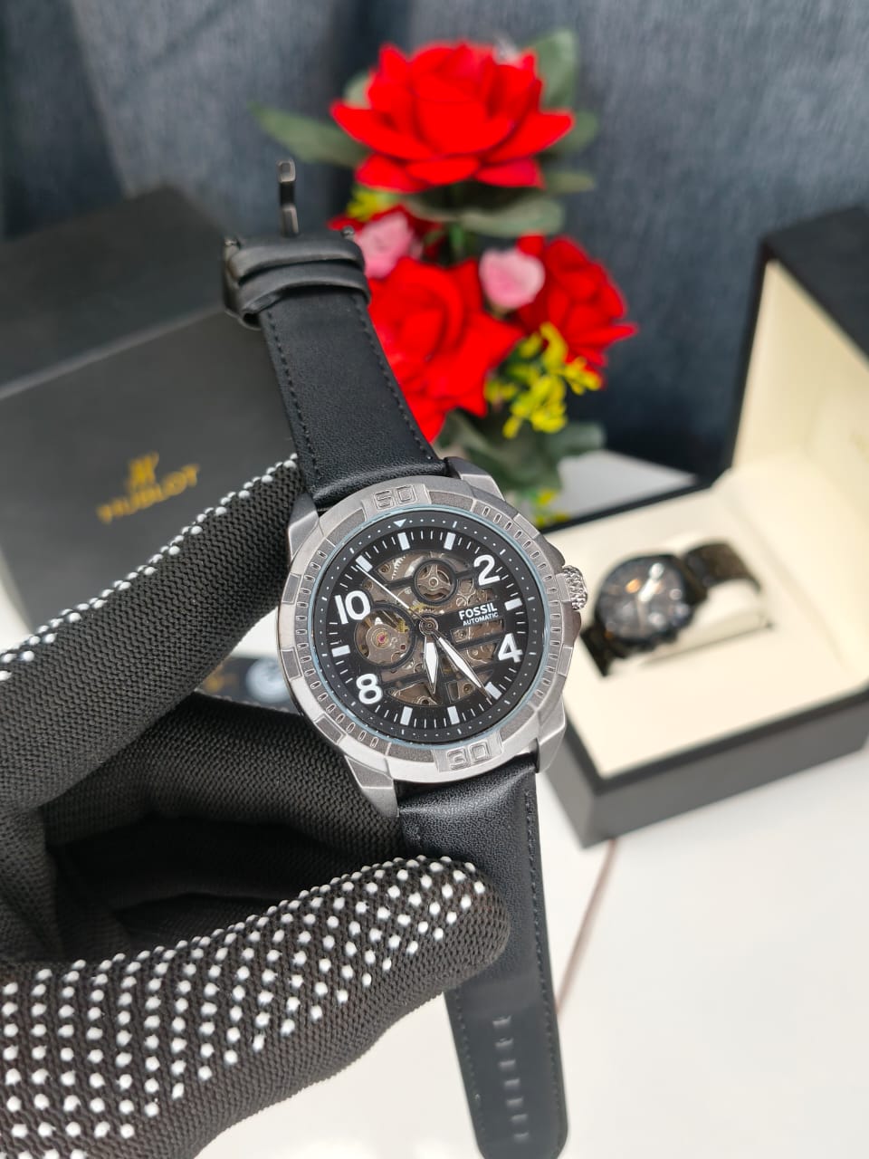 Fossil Bronsonn Analogue Watch For Men Me-3219-a Black belt Grey Dial