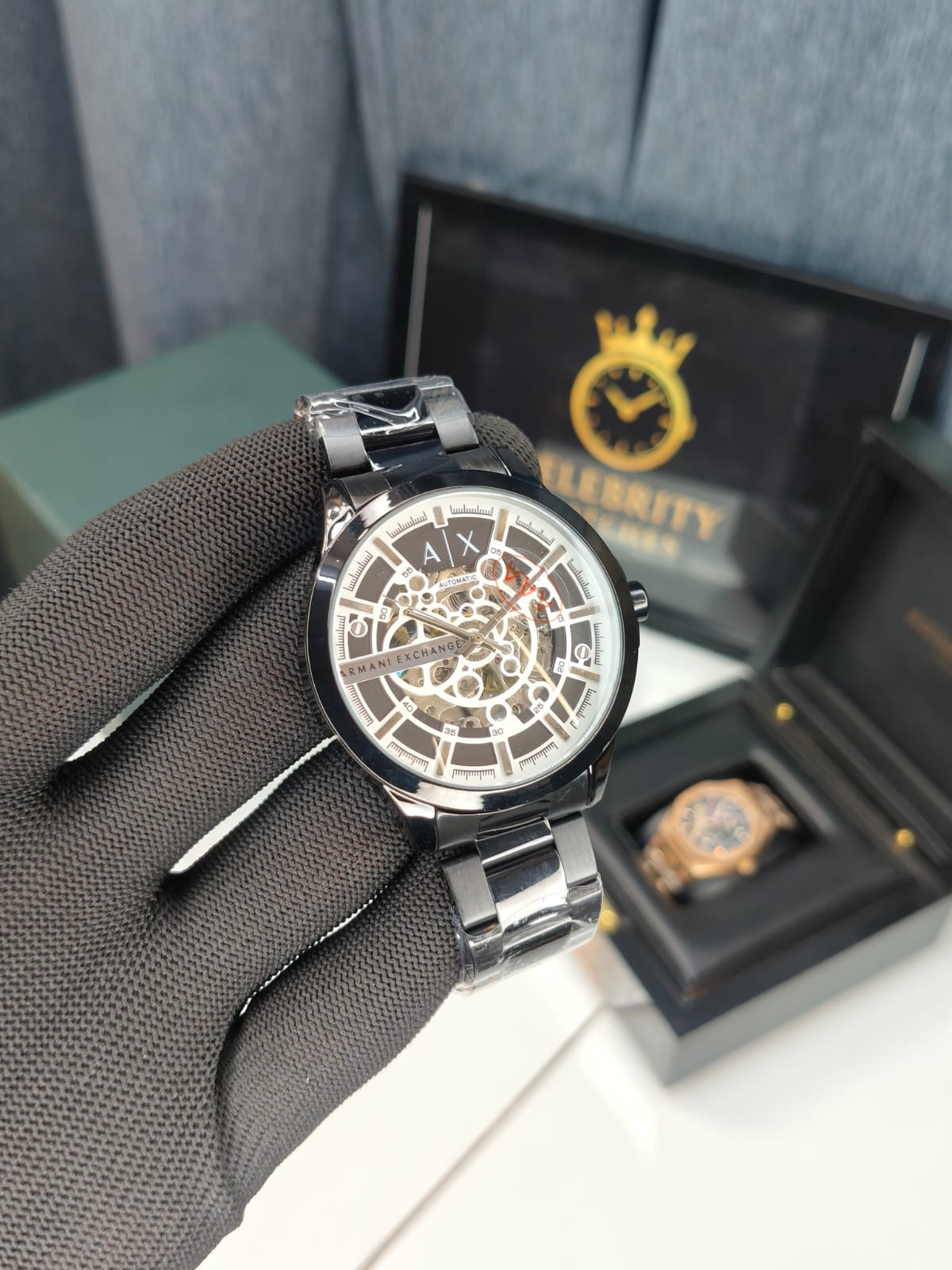 . Armanii Exchangee Men Black Watch AX2418-a Metal belt