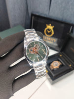 Omegaa speedmasterrAutomatic Men Silver Green Open Heart
