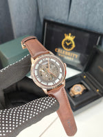 Fossill Townsmann Analog Brown Dial Men's Leather Band Watch - ME3098-a Light brown leather Belt Brown Dial