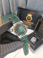 Omegaa Constellationn 41 mm, steel on leather strap Green