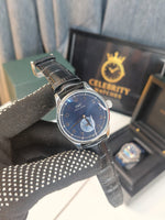 IWCC Portugieserr men Automatic 40-a Black premium leather belt Blue Dial. Best for office use and daily wear