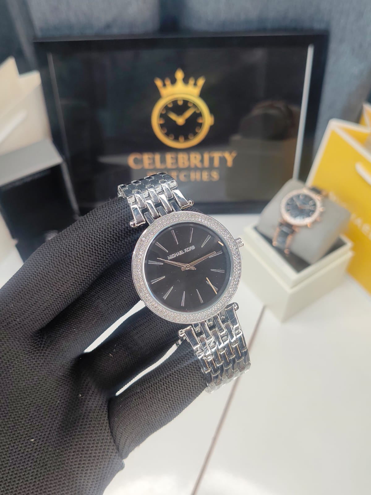 Michaell Korss Women's Silver Analog black dial Stainless Steel Watch MK3192-a