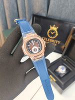 Patekk Philippee Nautilus 5980R-001-a Premium Blue belt Gold Bazel Brown Dial dial High end Quality