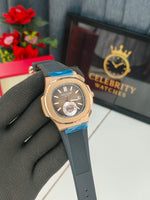 Patek Phillippee Nautiluslassic Black Silicone belt brown Dial