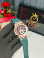 Patek Phillippee Nautilus Trending Green Silicone belt brown Dial