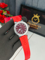 Oriss Men aquis DateTrending red Silicone Belt