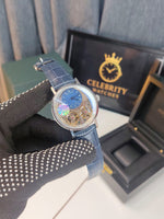 Breugett The Tradition Seconde Retrogradee 7035 Architectural movement Blue Dial premium blue leather belt