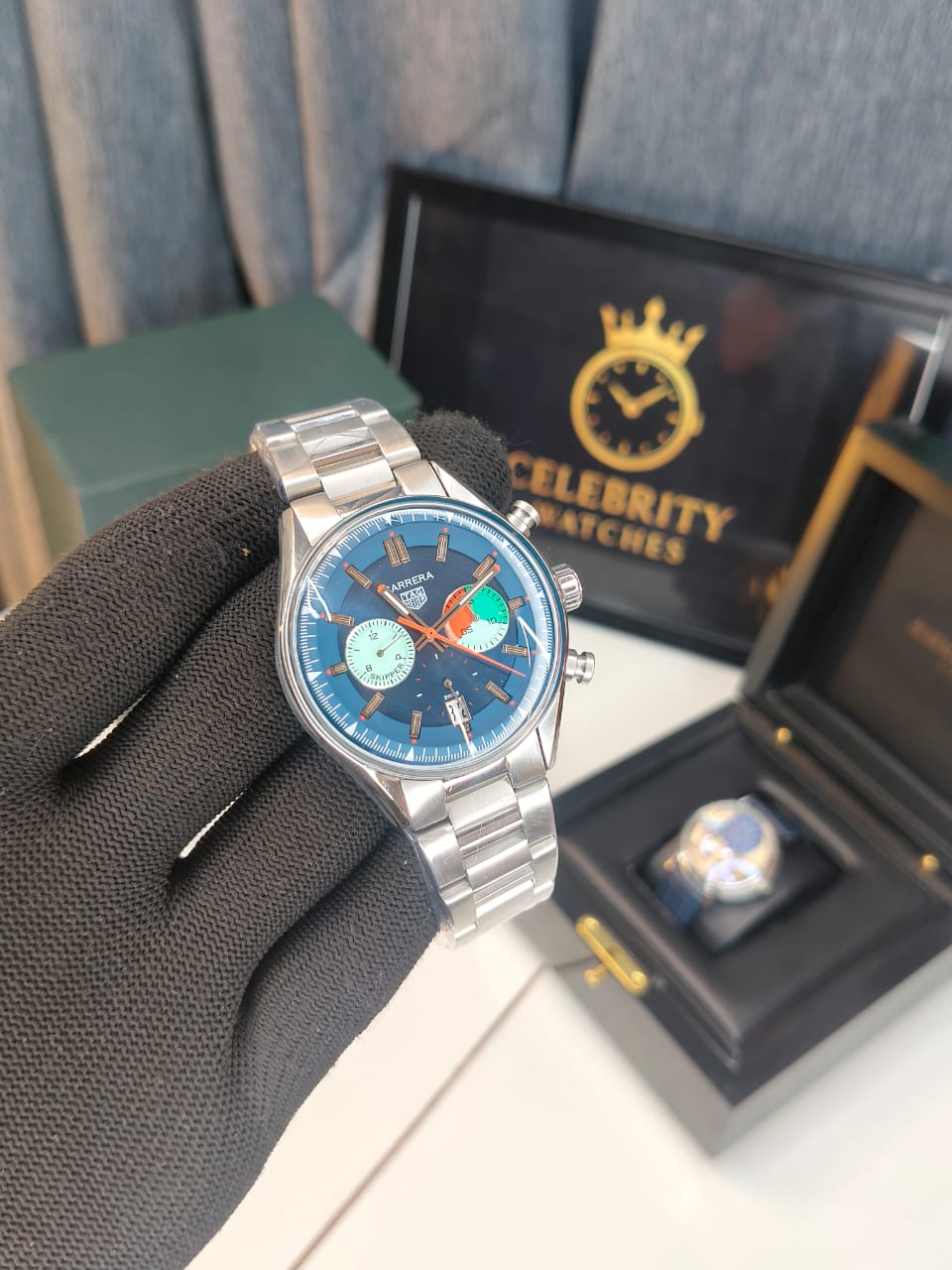 TAGG Heuer Carrera Chronograph Skipper Automatic CBS2241.FN8023-a Steel belt Blue Dial