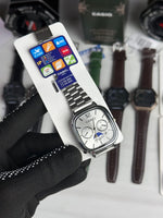 CASIOO Classic Vintage Sun Moon Silver Chain Sulver White Dial