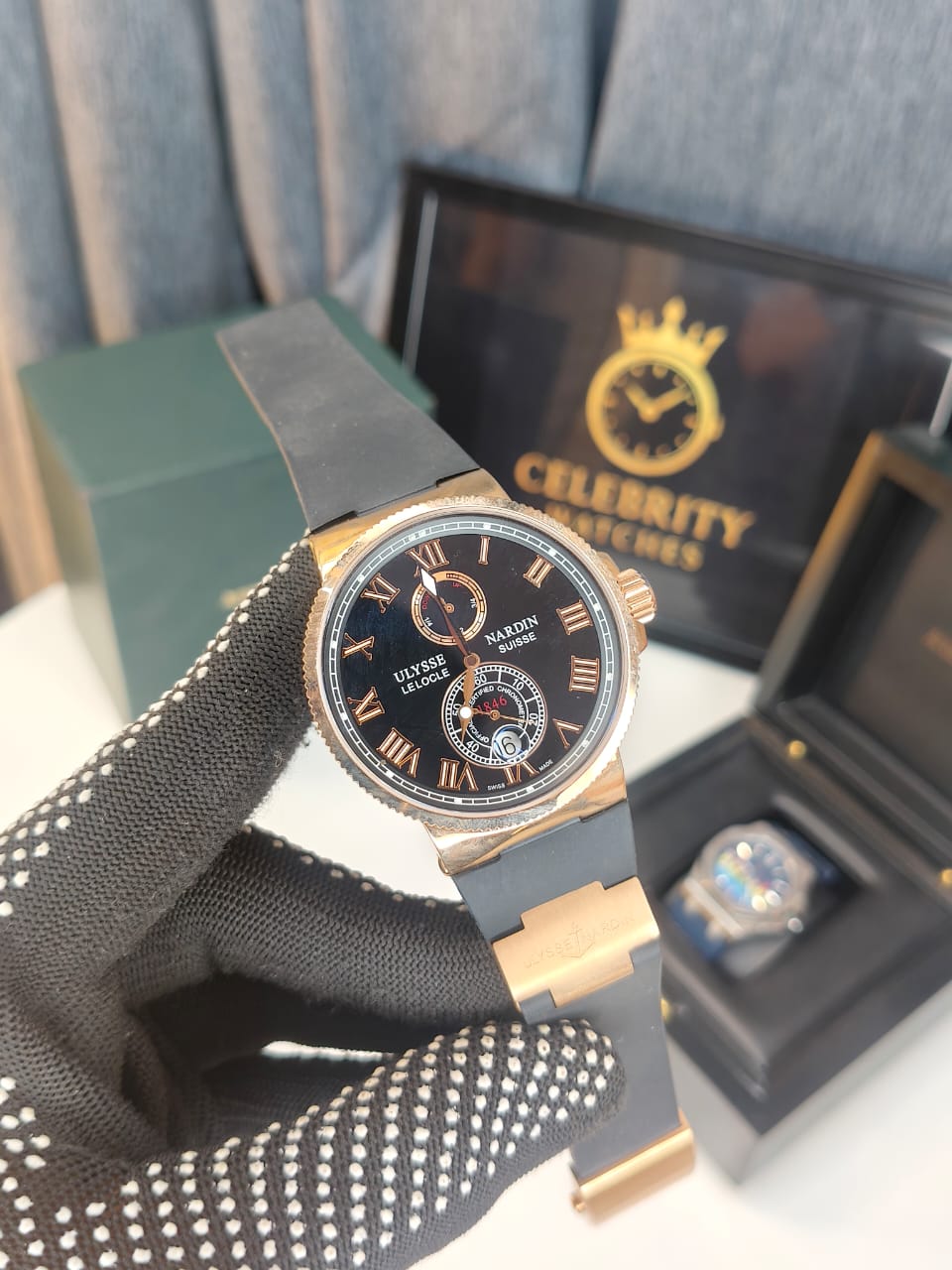 Ulyssee Nardinn Marine Chronometer 43mm Black Premium Silicone Band