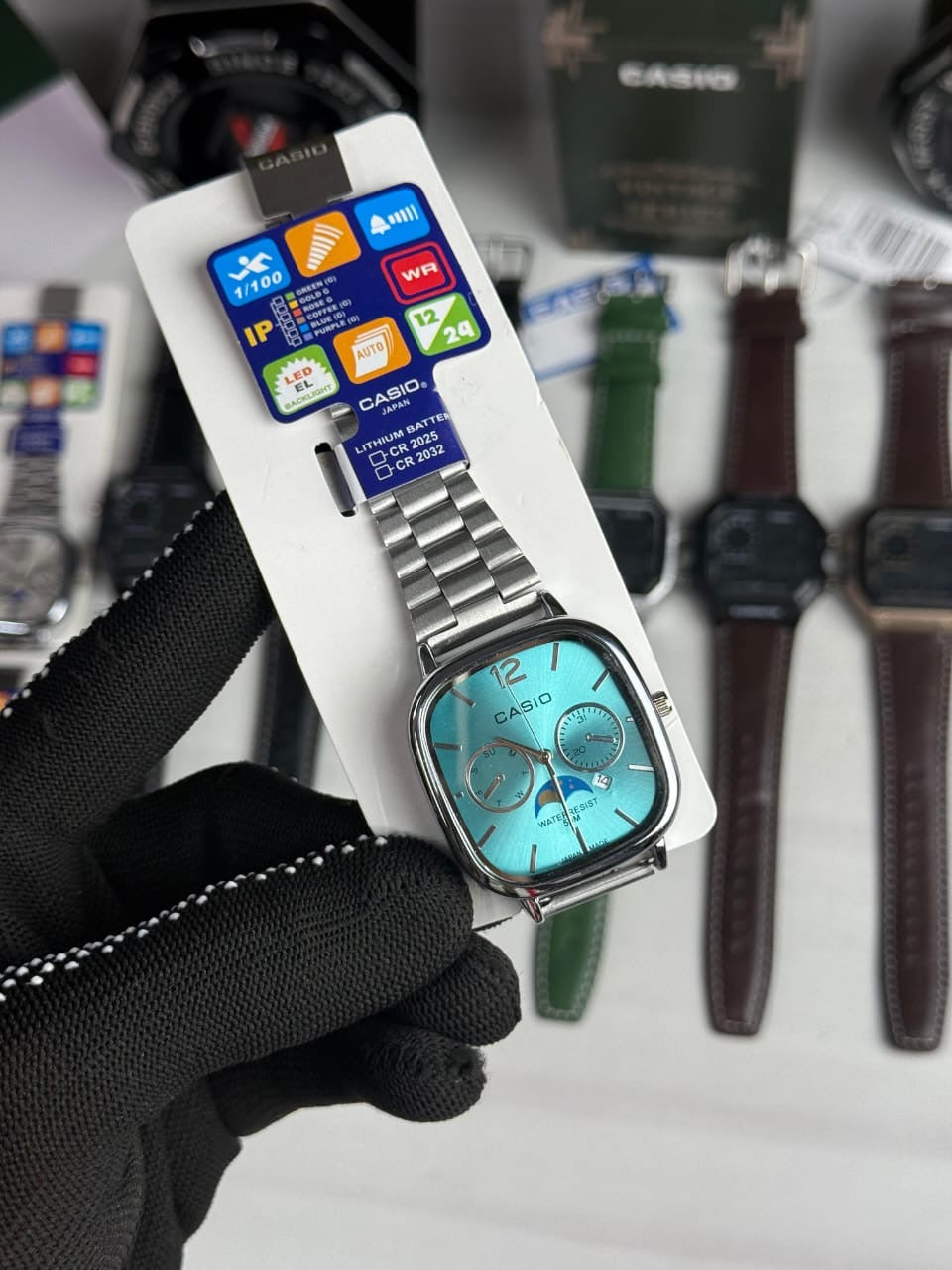 CASIOO Classic Vintage Sun Moon Sil er chain Tiffany Dial