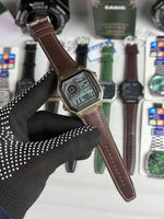 Casioo AE-1200 WHL i - 5 AVDF Youth Watch Brown leatherBelt Gold Bazel