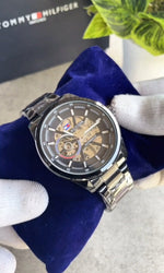 Tommyy Hillfiger Automatic Open Heart Skeleton Black