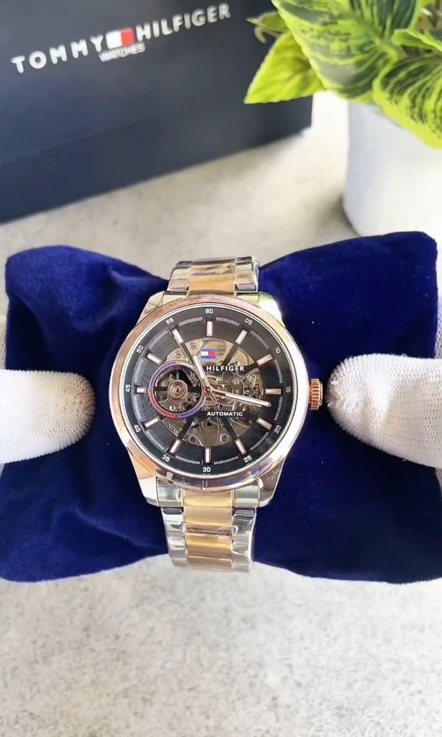 Tommyy Hillfiger Automatic Open Heart Skeleton Two Tone