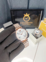 Emporioo Armanii Stainless Steel Analog White Butterfly Dial Women Watch-Ar11223 - a, Rose Gold Color Band