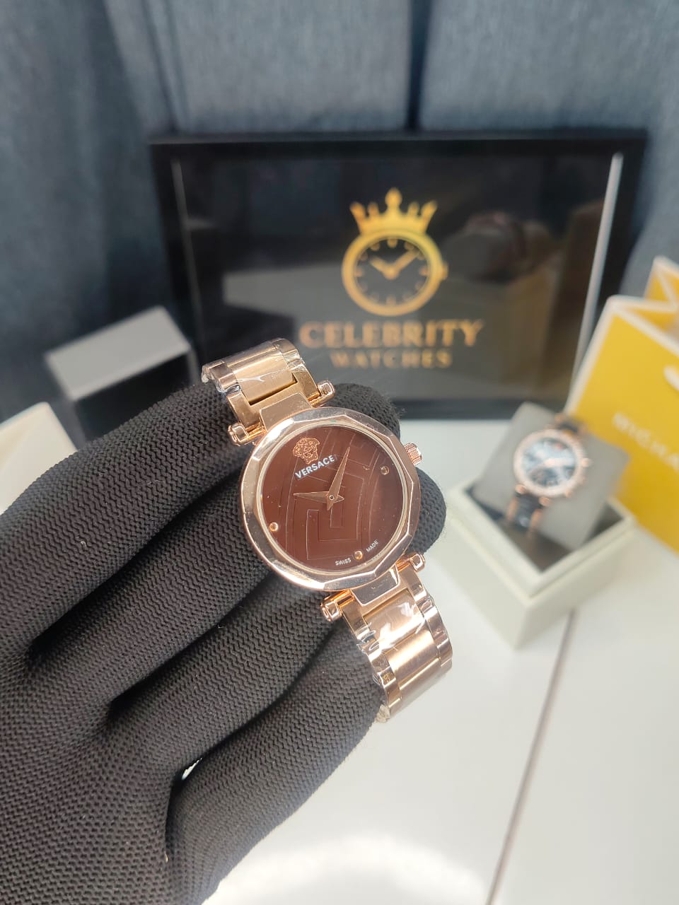 Versacee Women Quartz Brown Dial Analog Stainless Steel Watch VE5B00625-a