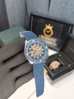 Radoo Men Captainn Cookk High-Tech Ceramic Skeleton Blue Premium Rubber Strap