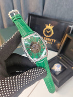 Franckk Mullerr Curvexx Grand Central Green Automatic movement Premium Green Leather Belt