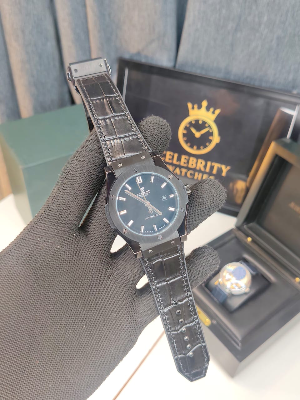 Hublott Classic Fusion Premium Black leather High end Quality