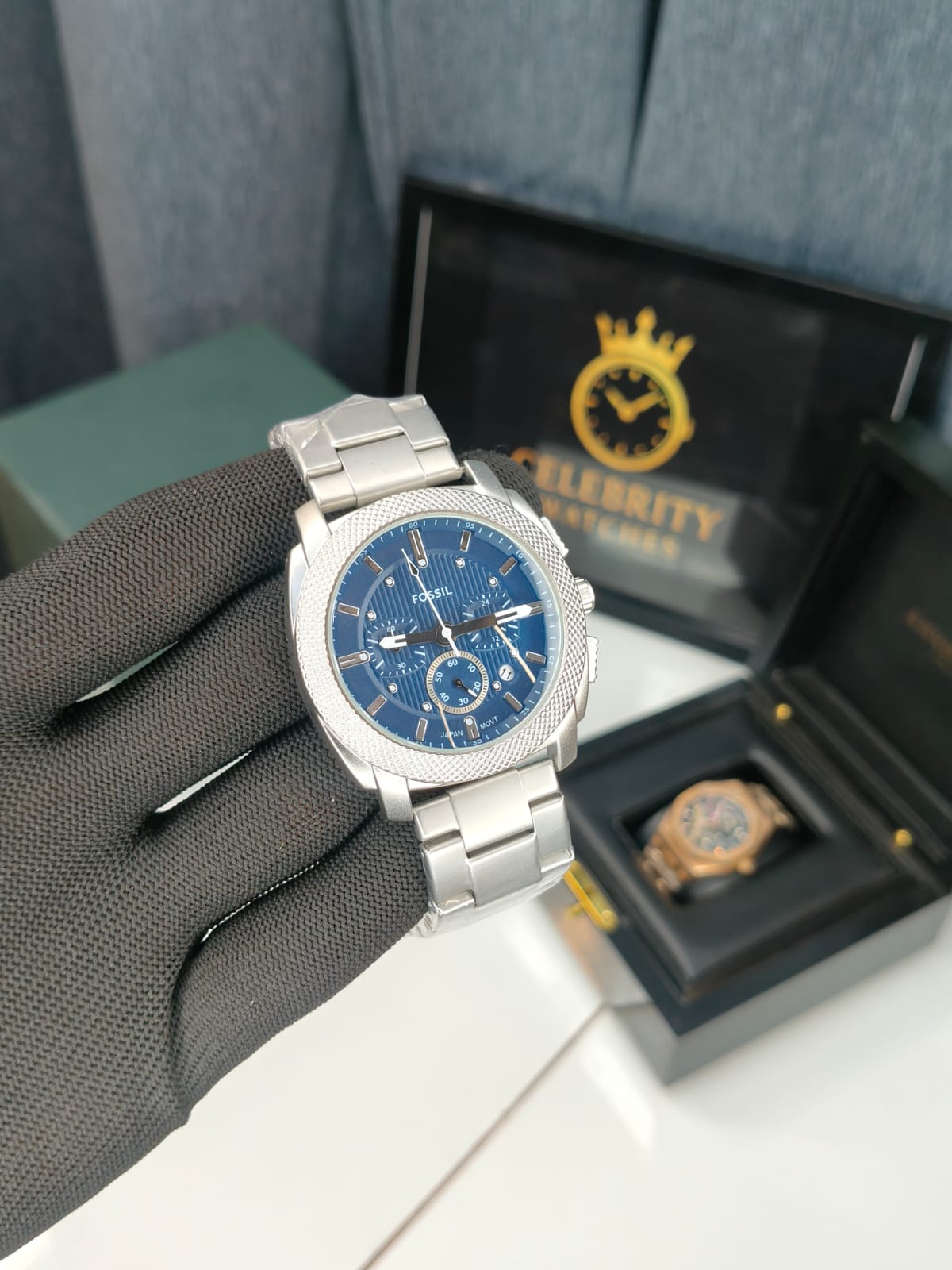 Fossill Quartz Machine Chronograph Stainless Steel Watch FS6096-a Grey