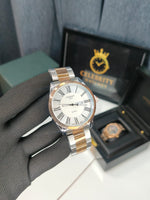 Tissott 1853-a Classic Dual tone Metal belt White Dial Roman letters