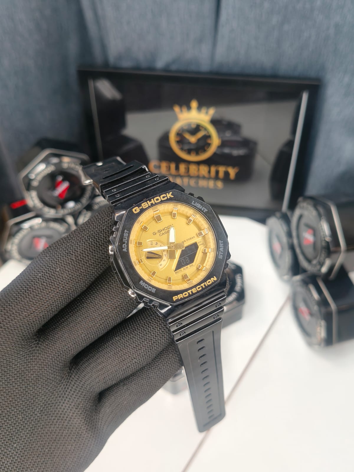 ANALOG-DIGITAL 2100 Series GM-2100G-1A9-a Vintage black goldenG SHOCKK ANALOG-DIGITAL 2100 Series GM-2100G-1A9-a Black attractive Golden yellow dial