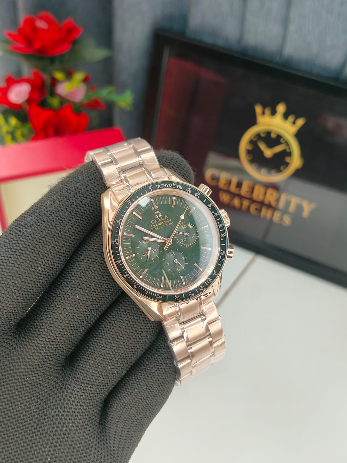 Omegaa Speedmasterr Professional Moonwatch Moonshine Green Yellow Golden 42mm Special Rare 