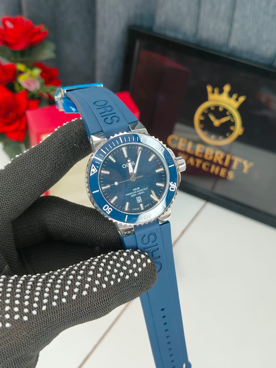 Oriss Men aquis Date blue color Silicone brlt 