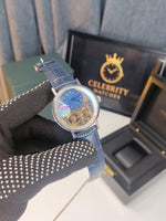 Breugett The Tradition Seconde Retrogradee 7035 Architectural movement Blue Dial premium blue leather belt